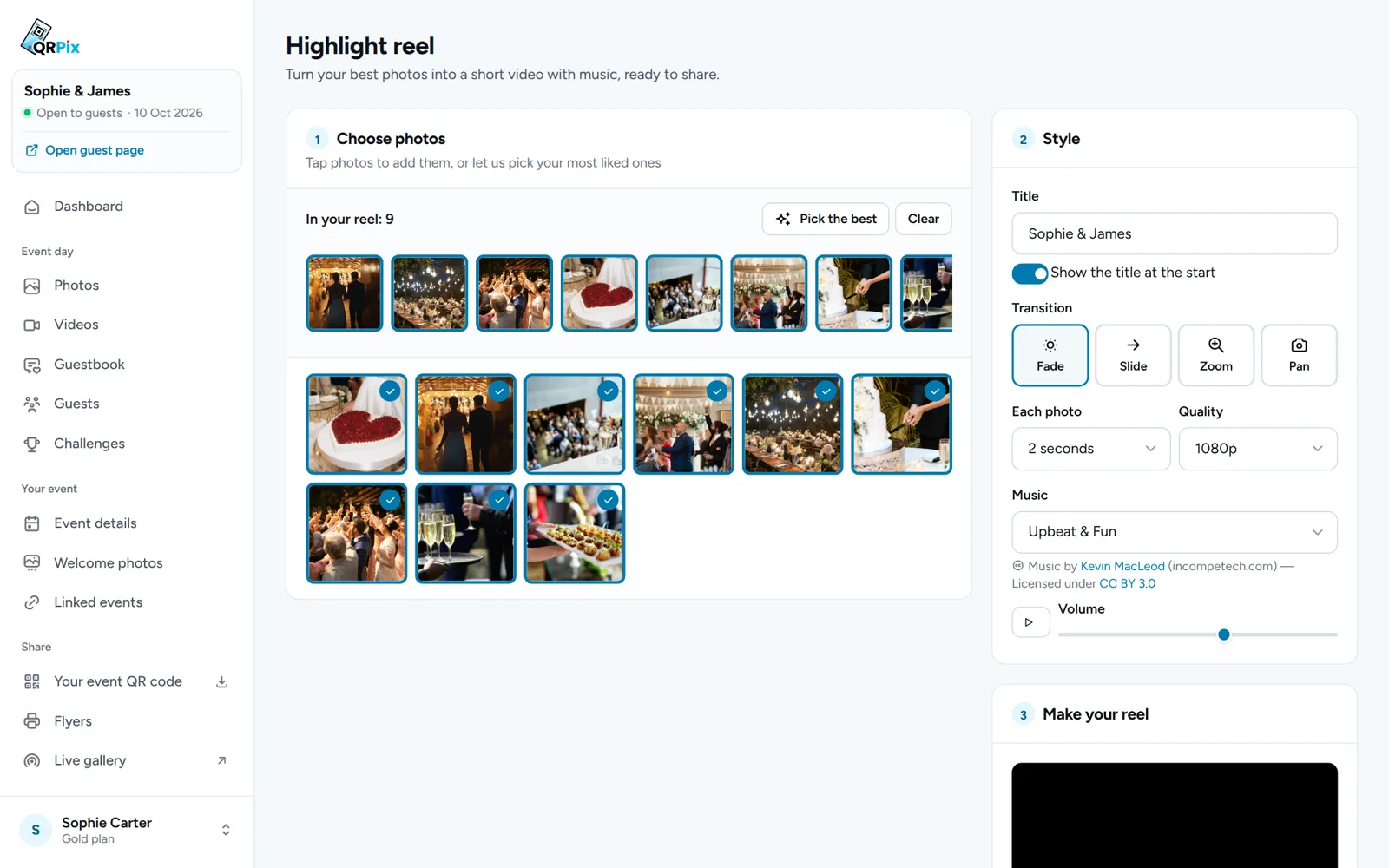 Ein Highlight-Video im QRPix-Dashboard erstellen