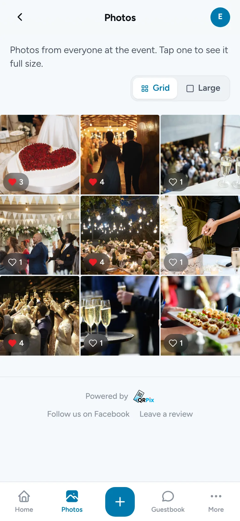 The shared photo gallery on a guest’s phone
