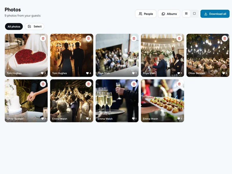 Every guest photo in the host’s QRPix gallery